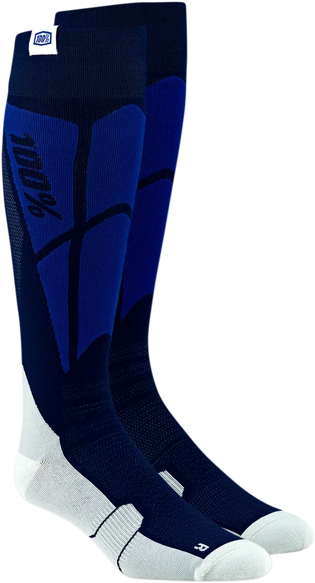 100% Hi-Side Performance Socks - Navy/Gray - Large/XL 24008-264-18