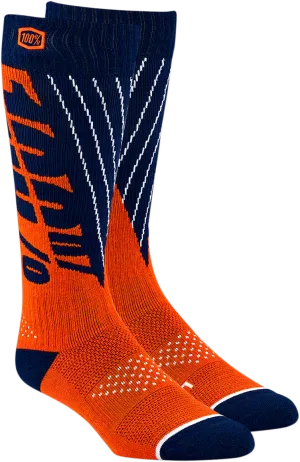100% Torque Comfort Moto Socks - Navy/Orange - Small/Medium 24007-214-17