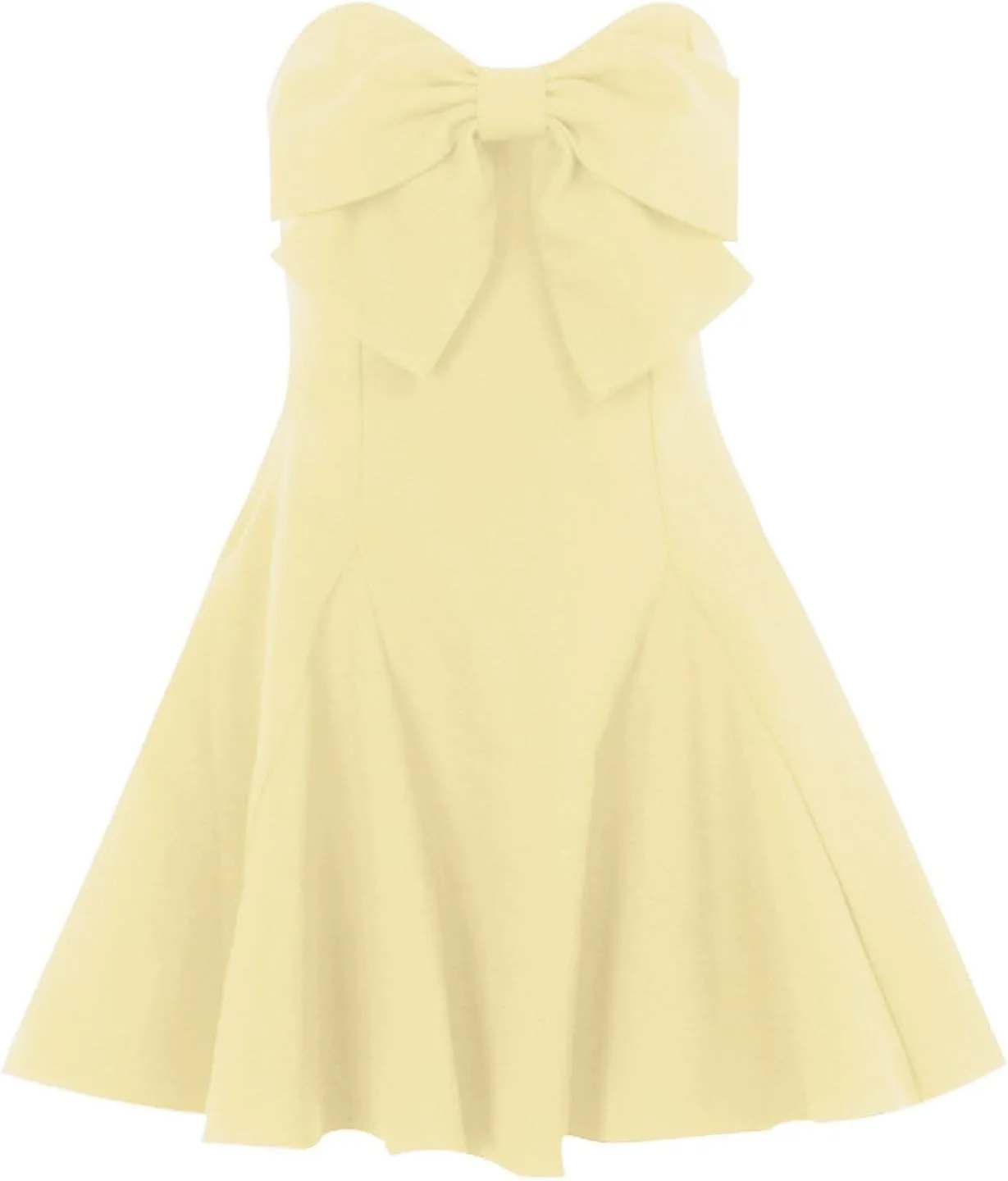 2025 Womens Summer Sexy Strapless Bow Dress Elegant Sweetheart Neck Backless Ruffle Flowy Party Mini Dresses