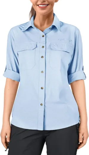 33,000ft Women's UPF 50 UV Sun Protection Shirt, Cool Quick Dry Long Sleeve Outdoor Fishing Hiking Safari Travel Shirt