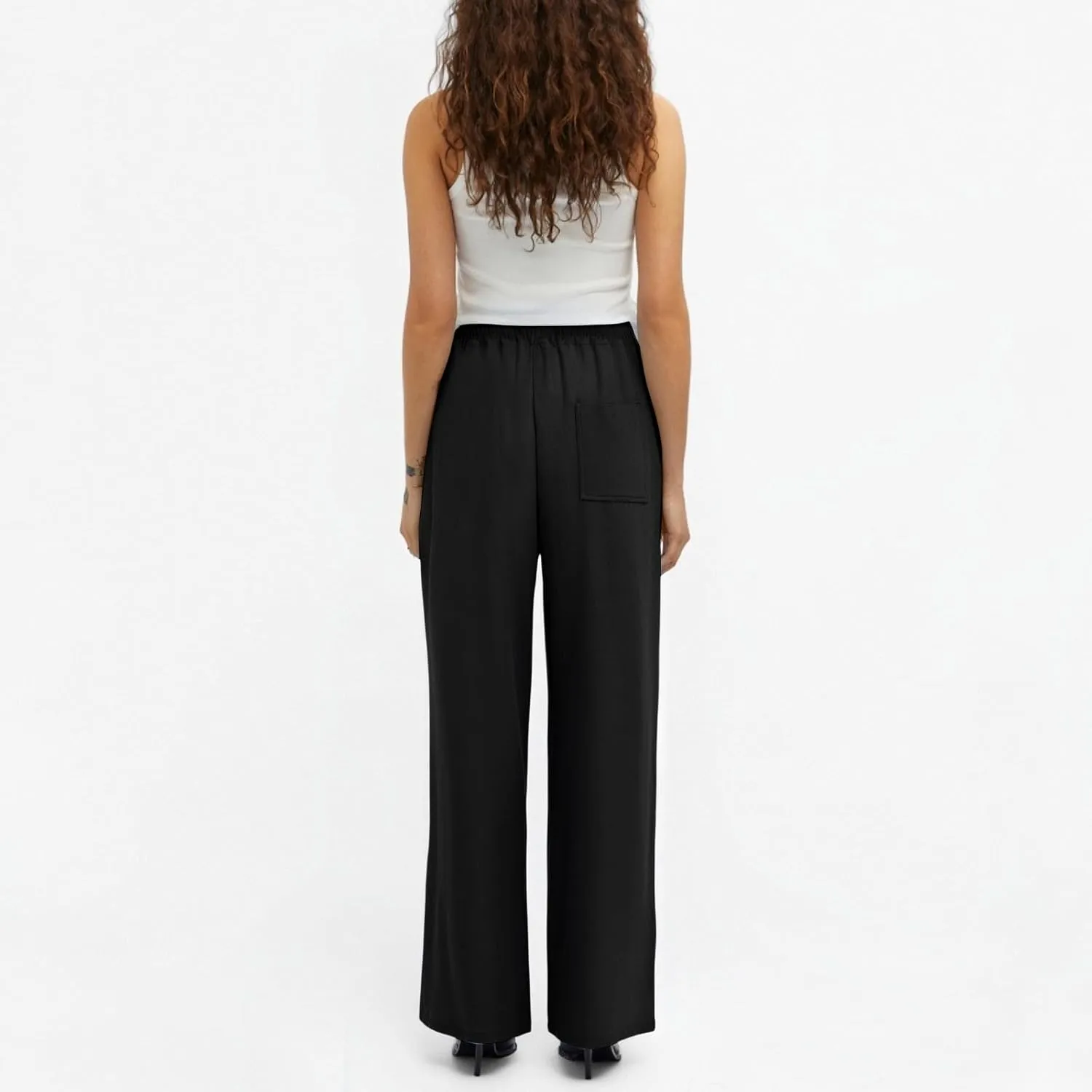 ADHOWBEW Lightweight Capri Pants for Women Casual Cotton Summer Dressy High Waist Drawstring Flowy Slacks with Pockets