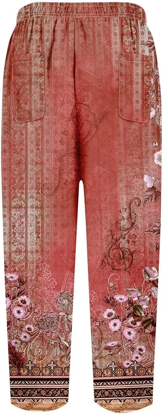 ADHOWBEW Women Linen Pants Plus Size Petite Dressy Cotton Stretch Work Casual Flowy High Waisted Lounge Pants