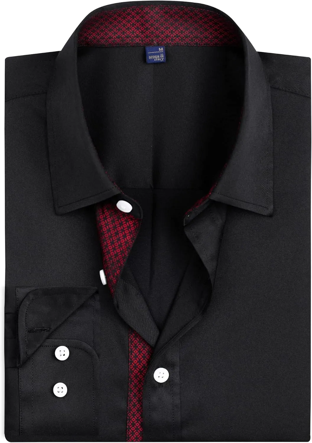 Alimens & Gentle Men's Dress Shirts Long Sleeve Stretch Wrinkle-Free Business Casual Collar Contrast Button Down Shirt