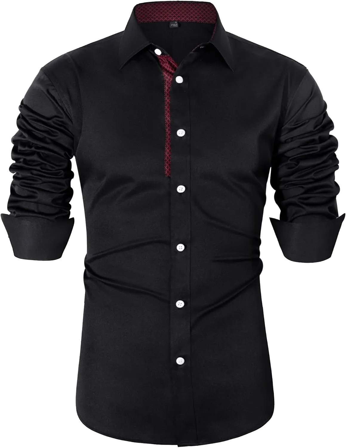 Alimens & Gentle Men's Dress Shirts Long Sleeve Stretch Wrinkle-Free Business Casual Collar Contrast Button Down Shirt