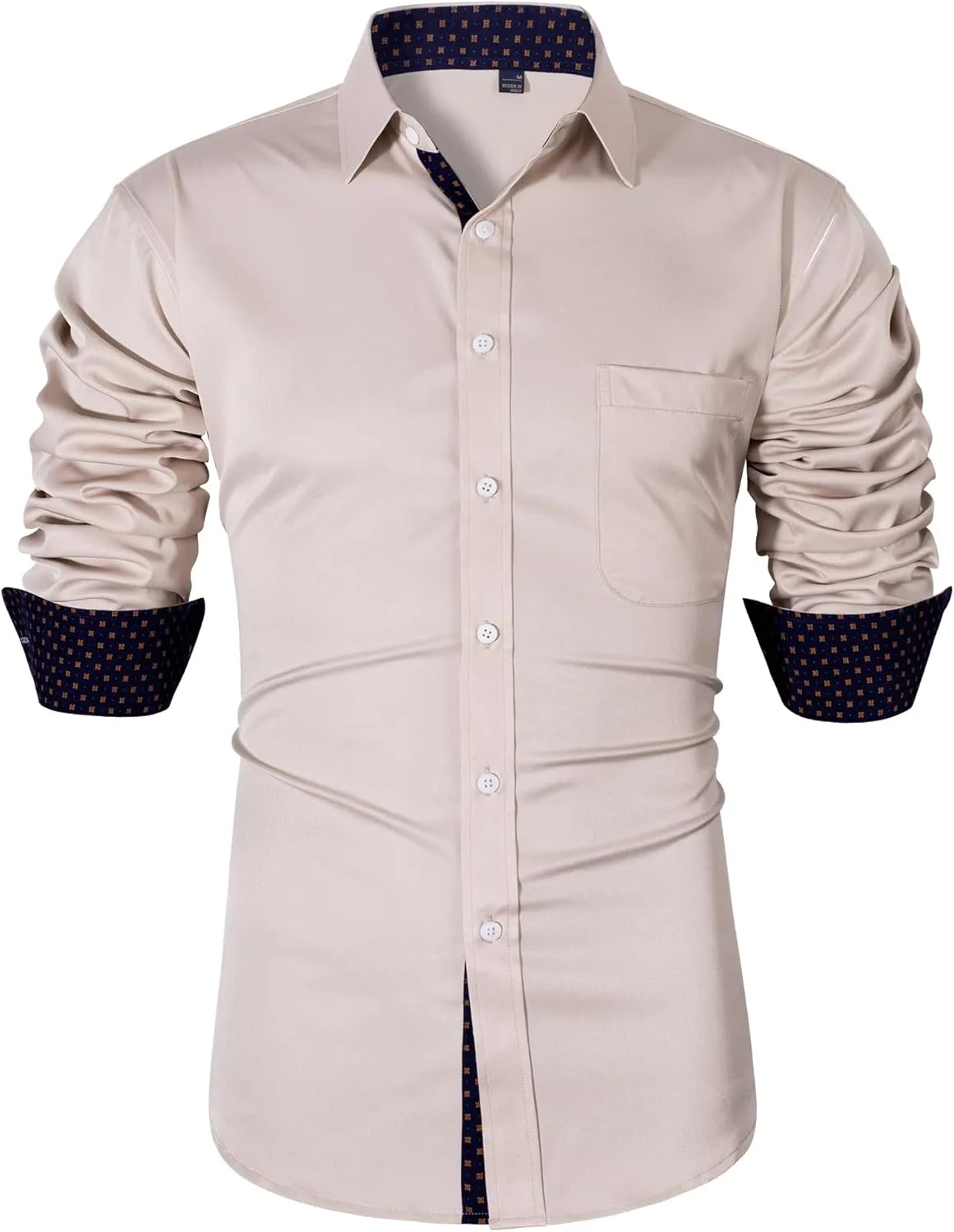 Alimens & Gentle Men's Dress Shirts Long Sleeve Wrinkle-Free Business Casual Button Down Shirt