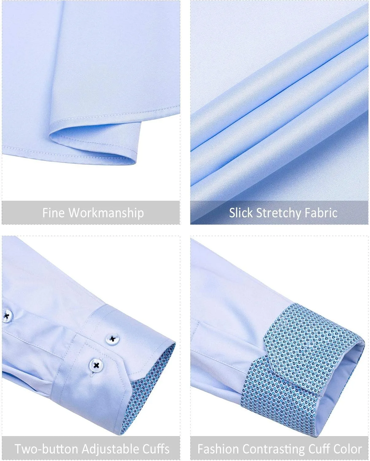 Alimens & Gentle Men's Dress Shirts Long Sleeve Wrinkle-Free Business Casual Button Down Shirt