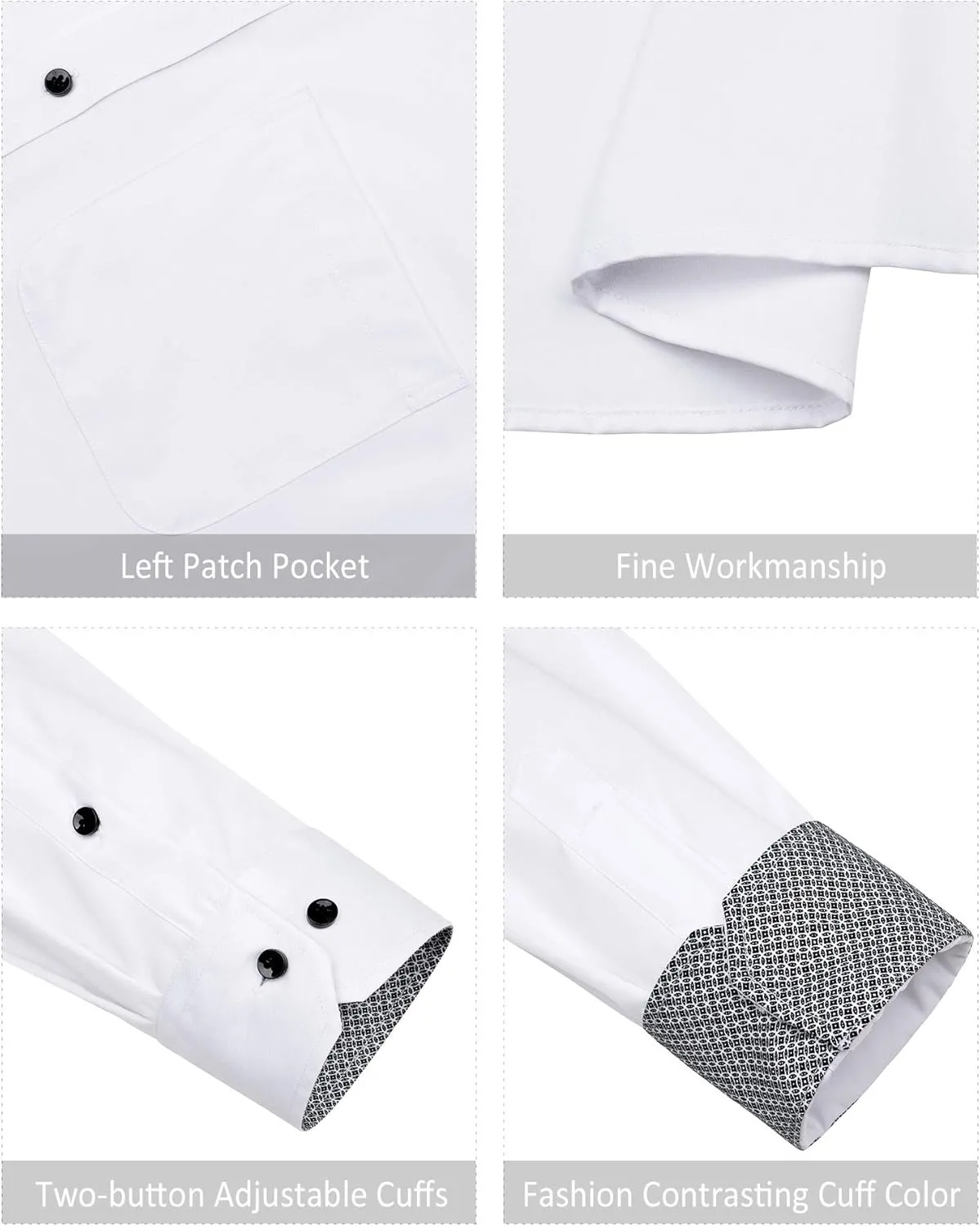 Alimens & Gentle Men's Dress Shirts Long Sleeve Wrinkle-Free Business Casual Button Down Shirt