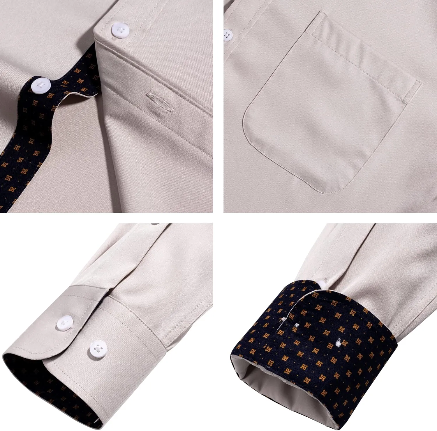 Alimens & Gentle Men's Dress Shirts Long Sleeve Wrinkle-Free Business Casual Button Down Shirt