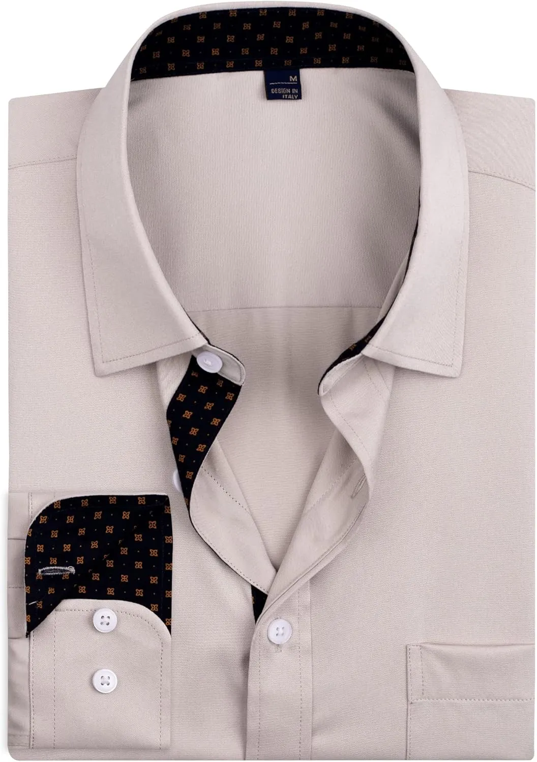 Alimens & Gentle Men's Dress Shirts Long Sleeve Wrinkle-Free Business Casual Button Down Shirt