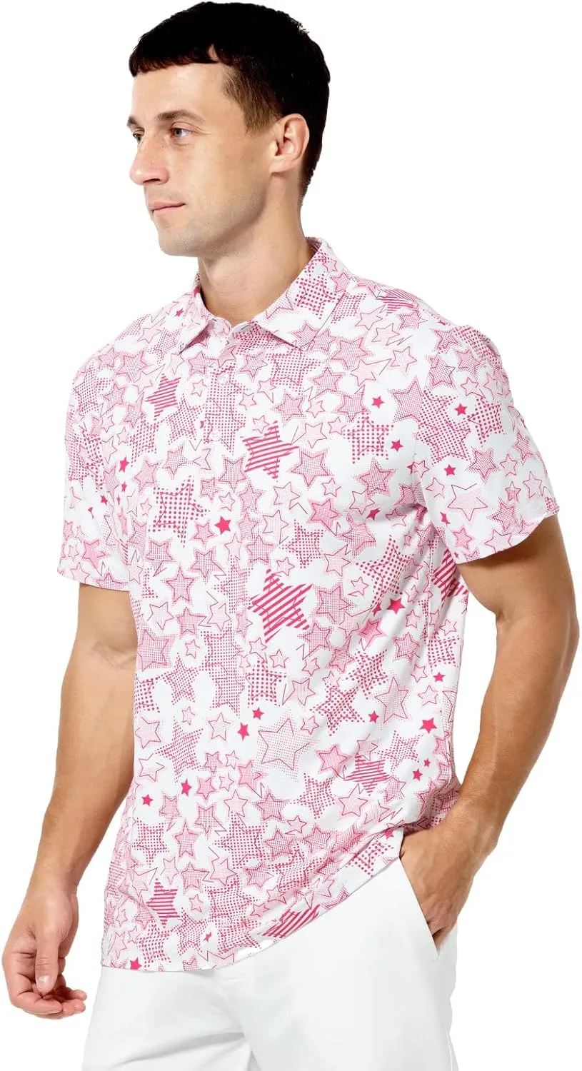 Arjen Kroos Men's Golf Polo Shirt Wicking Quick-Dry Athletic Print Performance Short Sleeve Polo