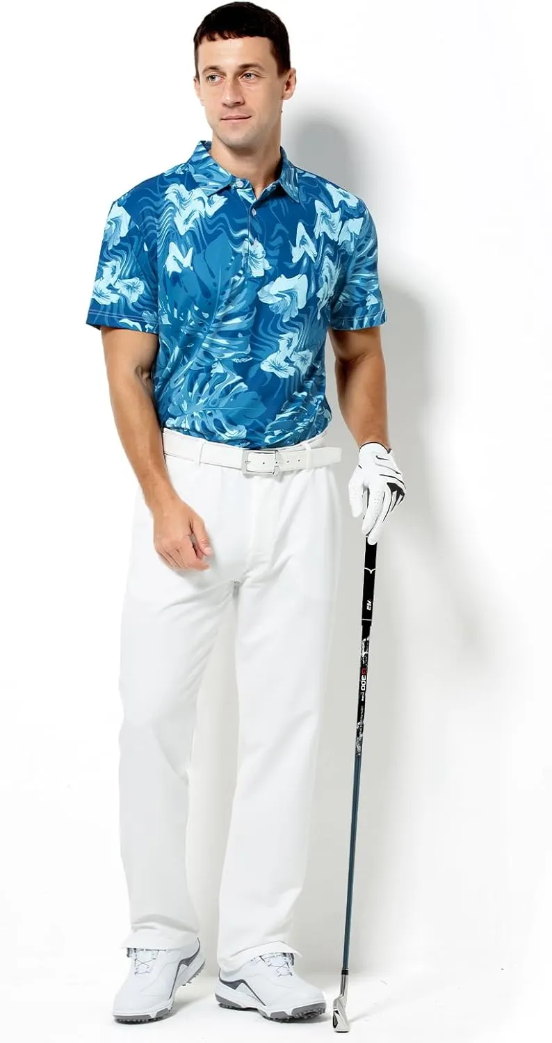 Arjen Kroos Men's Golf Polo Shirt Wicking Quick-Dry Athletic Print Performance Short Sleeve Polo