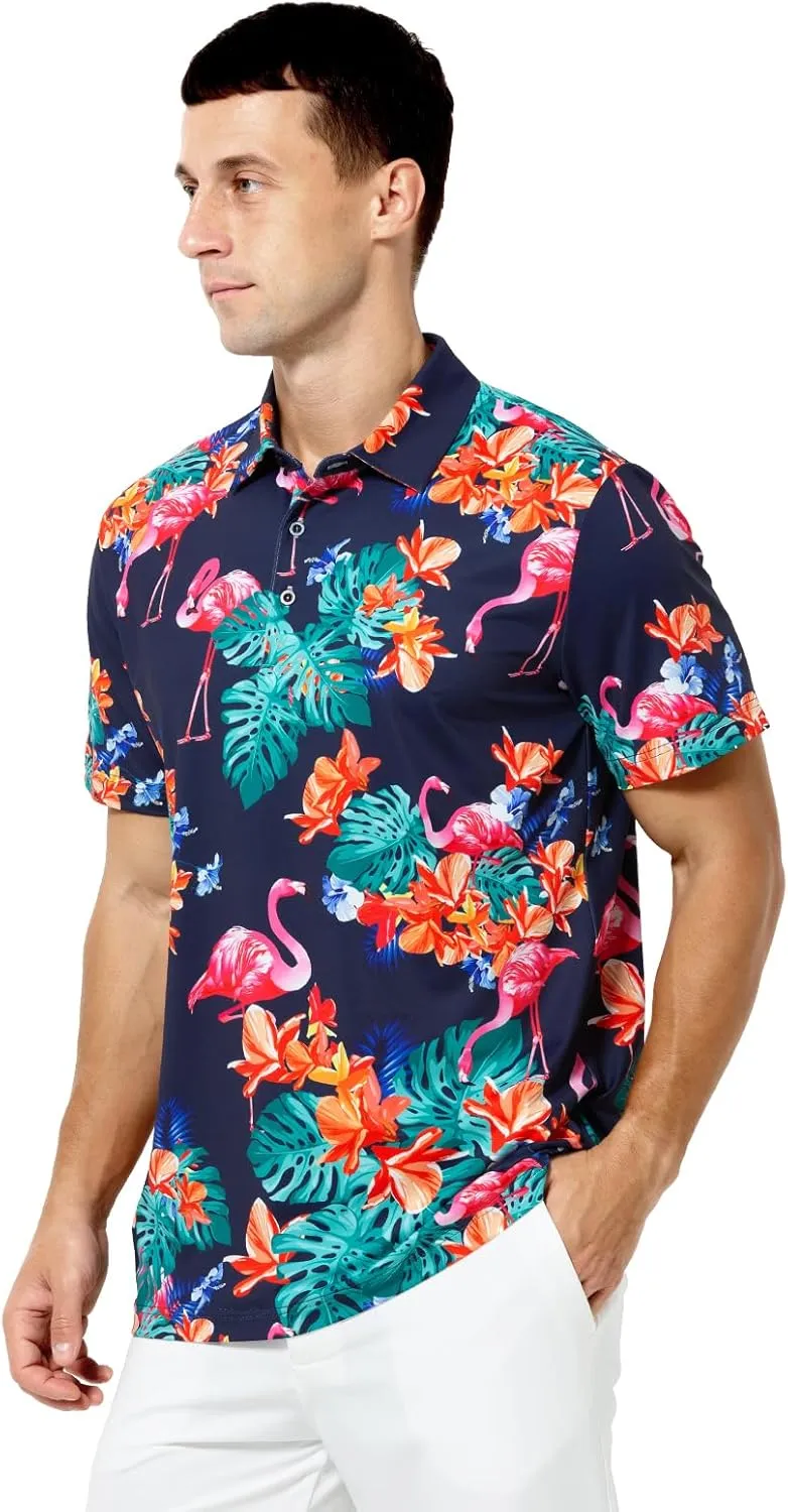Arjen Kroos Men's Golf Polo Shirt Wicking Quick-Dry Athletic Print Performance Short Sleeve Polo