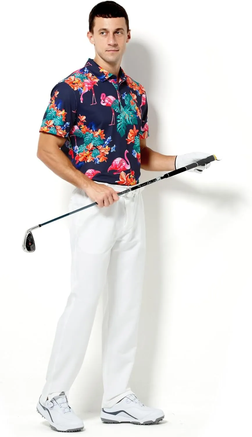 Arjen Kroos Men's Golf Polo Shirt Wicking Quick-Dry Athletic Print Performance Short Sleeve Polo