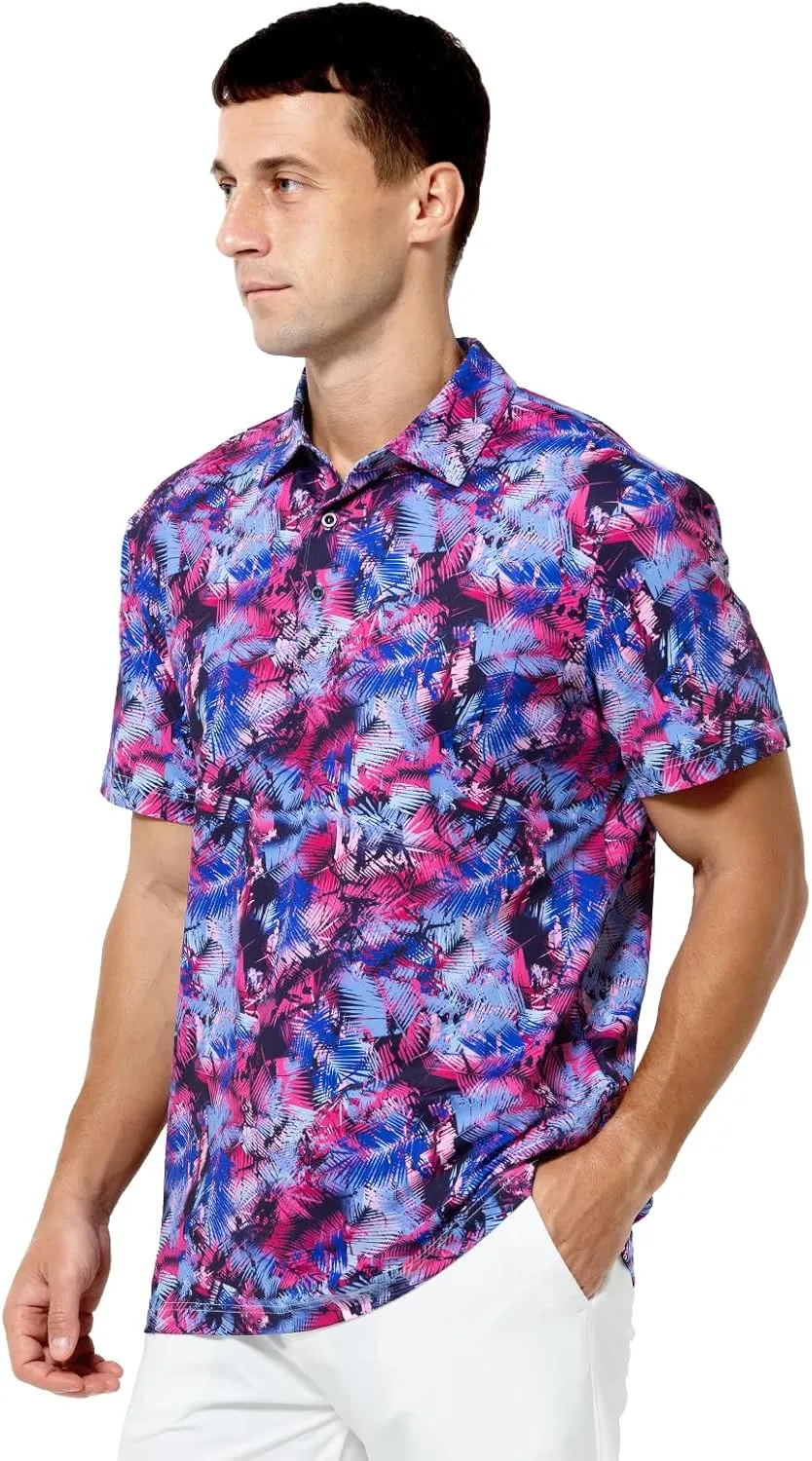 Arjen Kroos Men's Golf Polo Shirt Wicking Quick-Dry Athletic Print Performance Short Sleeve Polo
