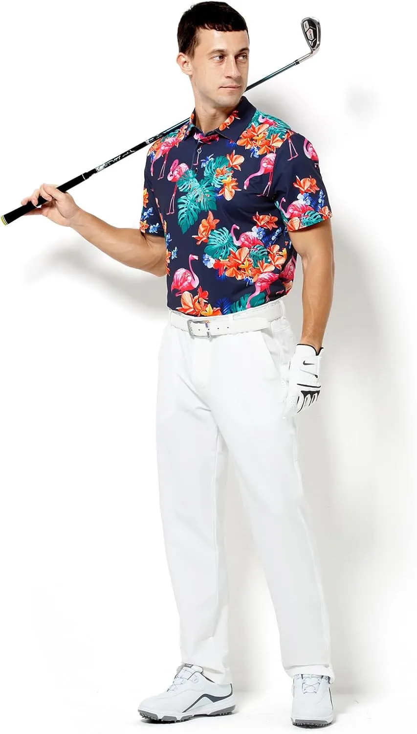 Arjen Kroos Men's Golf Polo Shirt Wicking Quick-Dry Athletic Print Performance Short Sleeve Polo