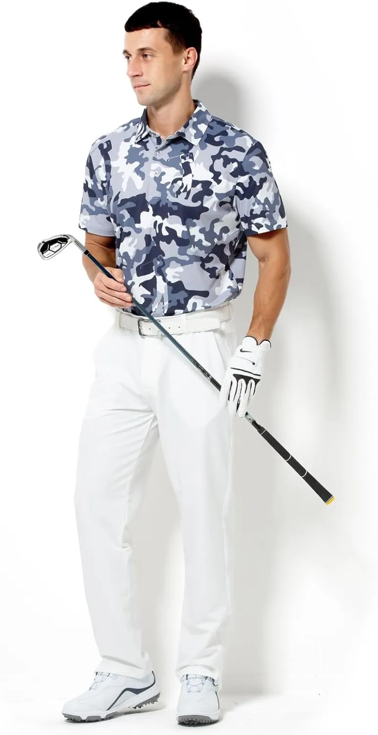 Arjen Kroos Men's Golf Polo Shirt Wicking Quick-Dry Athletic Print Performance Short Sleeve Polo
