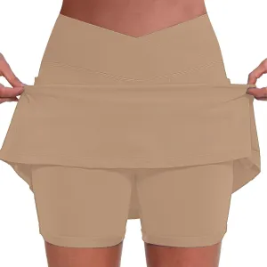 Athletic Skorts for Women High Waist Tummy Control Golf Skorts Pockets Trendy Plus Sized Tennis Skirt with Shorts