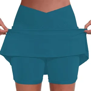 Athletic Skorts for Women High Waist Tummy Control Golf Skorts Pockets Trendy Plus Sized Tennis Skirt with Shorts