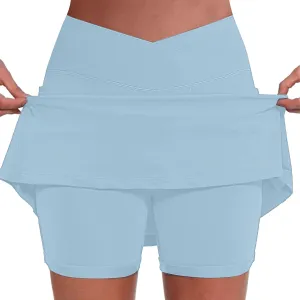 Athletic Skorts for Women High Waist Tummy Control Golf Skorts Pockets Trendy Plus Sized Tennis Skirt with Shorts
