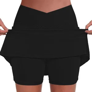 Athletic Skorts for Women High Waist Tummy Control Golf Skorts Pockets Trendy Plus Sized Tennis Skirt with Shorts
