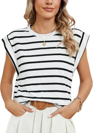Babalet Cap Sleeve Tops for Women Summer Top Basic Tee Shirts Casual Tank Loose Fit 2024 Spring Fashion