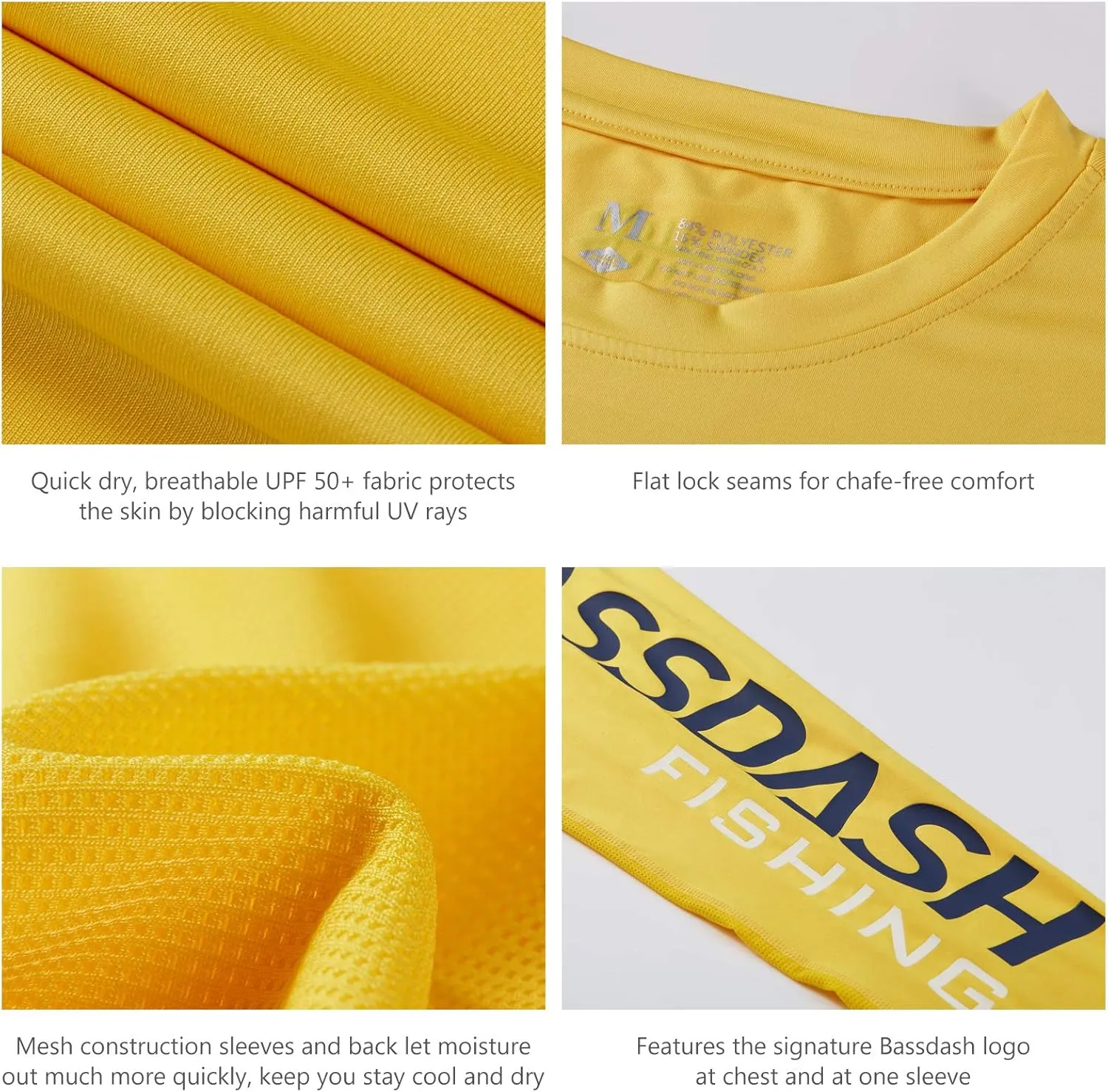 BASSDASH Fishing T Shirts for Men UV Sun Protection UPF 50  Long Sleeve Tee T-Shirt