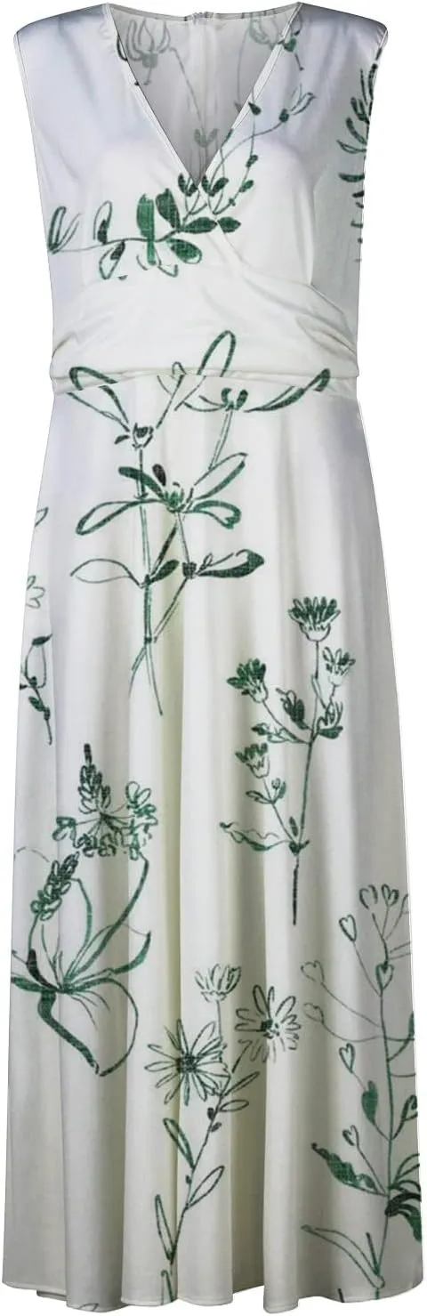 Beach Dresses for Women Summer Trendy Elegant V Neck Wrap Floral Boho Dress Flowy Ruched Maxi Dress