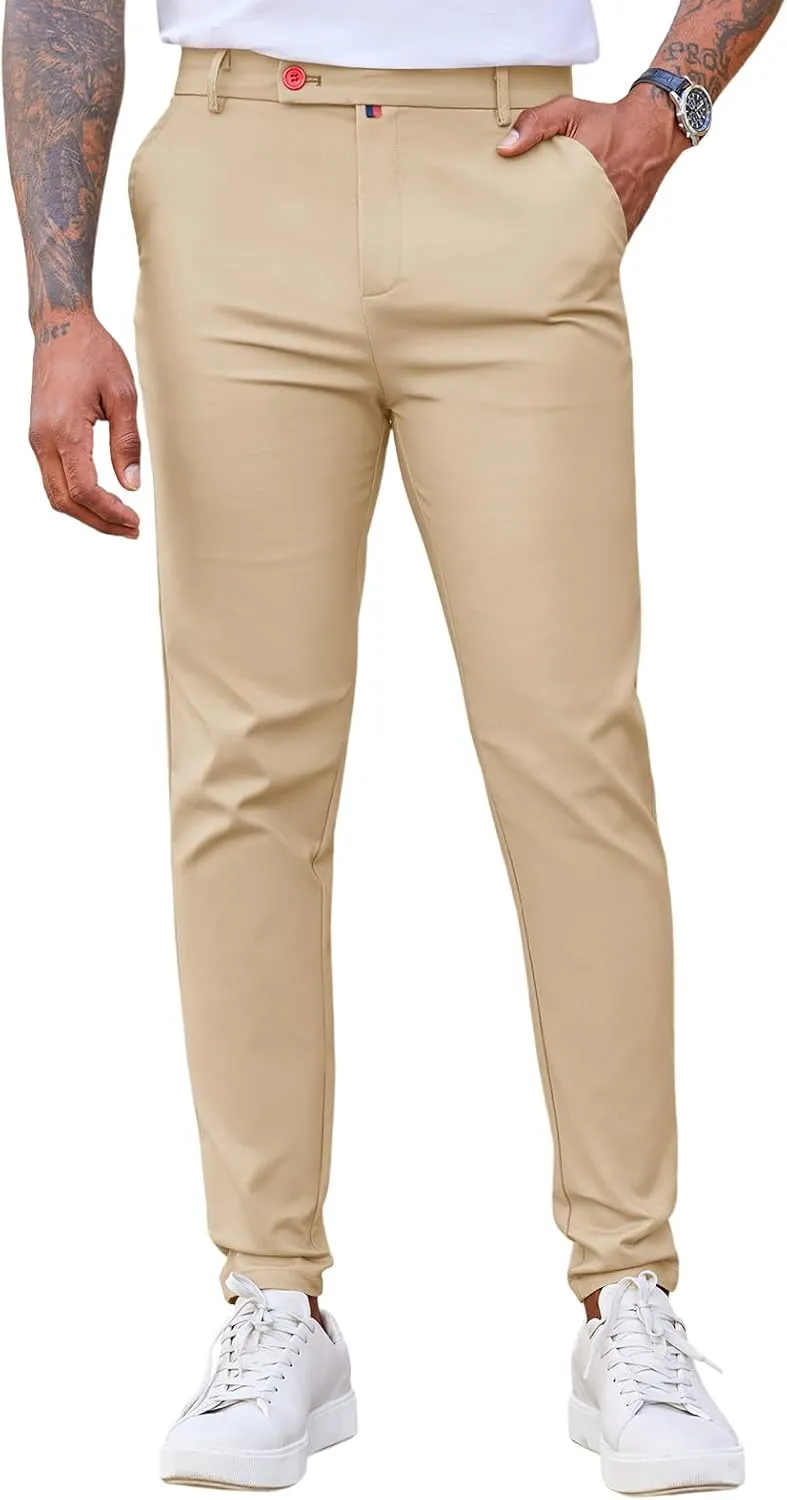 Beotyshow Men's Dress Pants Slim Fit Casual Trendy 2025 Formal Skinny Athletic Stretch Business Pant