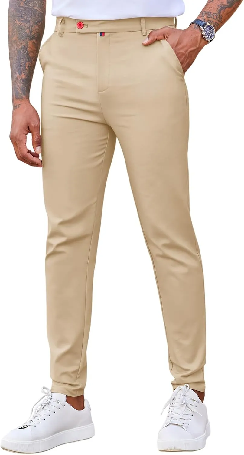 Beotyshow Men's Dress Pants Slim Fit Casual Trendy 2025 Formal Skinny Athletic Stretch Business Pant