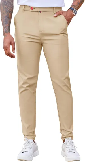 Beotyshow Men's Dress Pants Slim Fit Casual Trendy 2025 Formal Skinny Athletic Stretch Business Pant