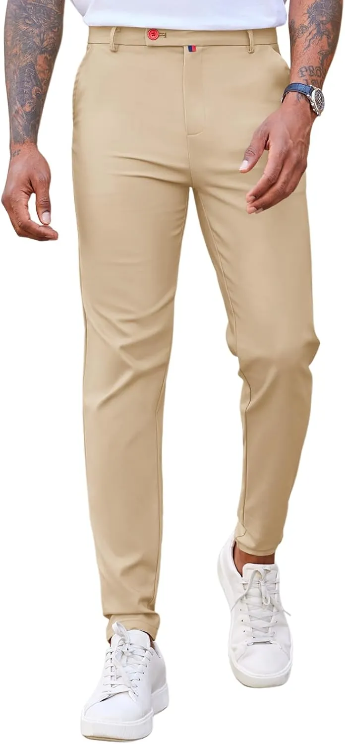 Beotyshow Men's Dress Pants Slim Fit Casual Trendy 2025 Formal Skinny Athletic Stretch Business Pant