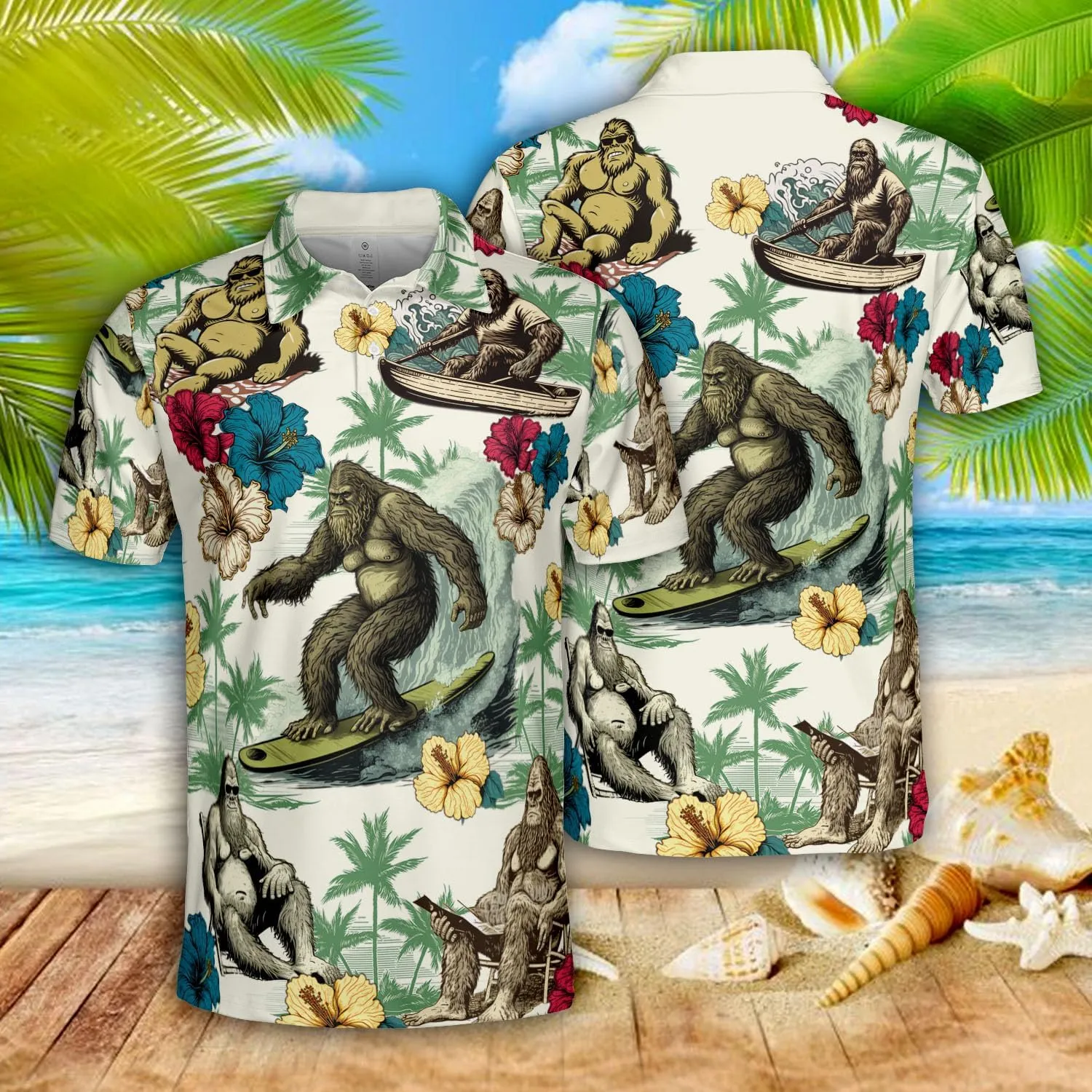 Bigfoots Polo Shirts for Men - Bigfoots Lovers Stylish Mens Goft Shirt Casual Short Sleeve Button Down Outfit Set 60