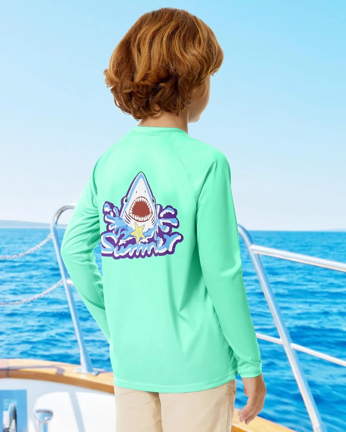 Boys Rash Guard Long Sleeve UPF 50  Fishing Shirt Kids Sun Protection Swim Shirts Youth SPF Quick Dry Shirt