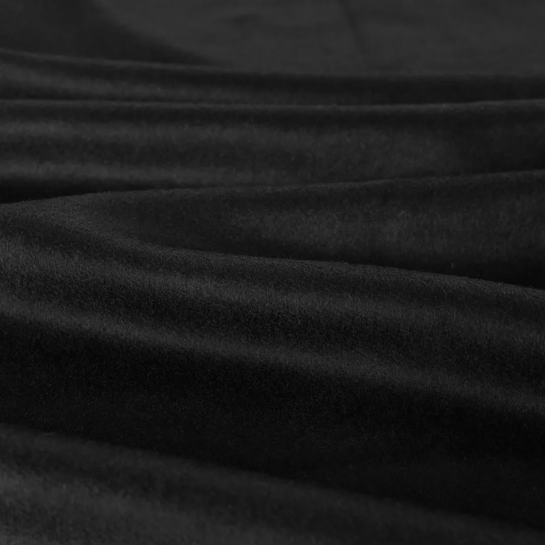 Brushed Melton Wool Blend Coating - Black