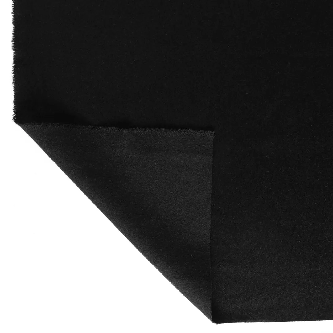 Brushed Melton Wool Blend Coating - Black