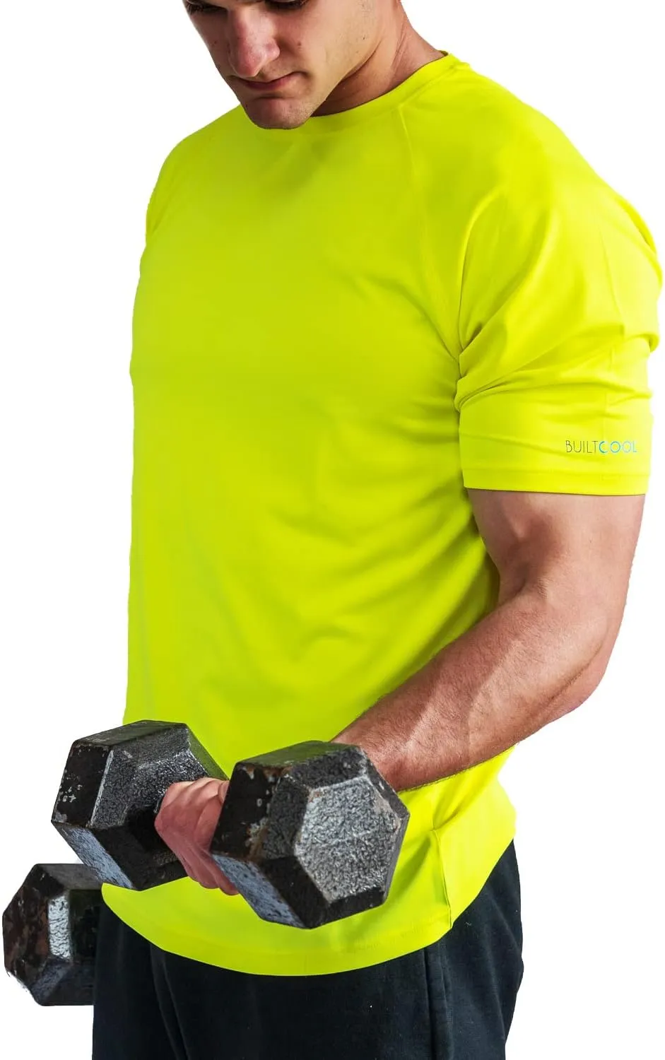 BUILTCOOL Mens Crew Neck Raglan Shirt  Quick Dry Shirts for Men, Instant Cooling Moisture Wicking, UPF 50 Sun Protection