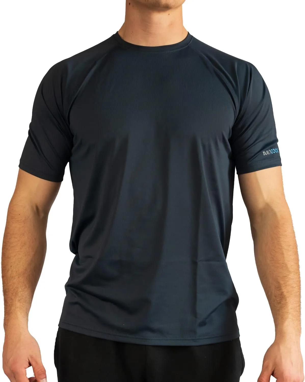 BUILTCOOL Mens Crew Neck Raglan Shirt  Quick Dry Shirts for Men, Instant Cooling Moisture Wicking, UPF 50 Sun Protection