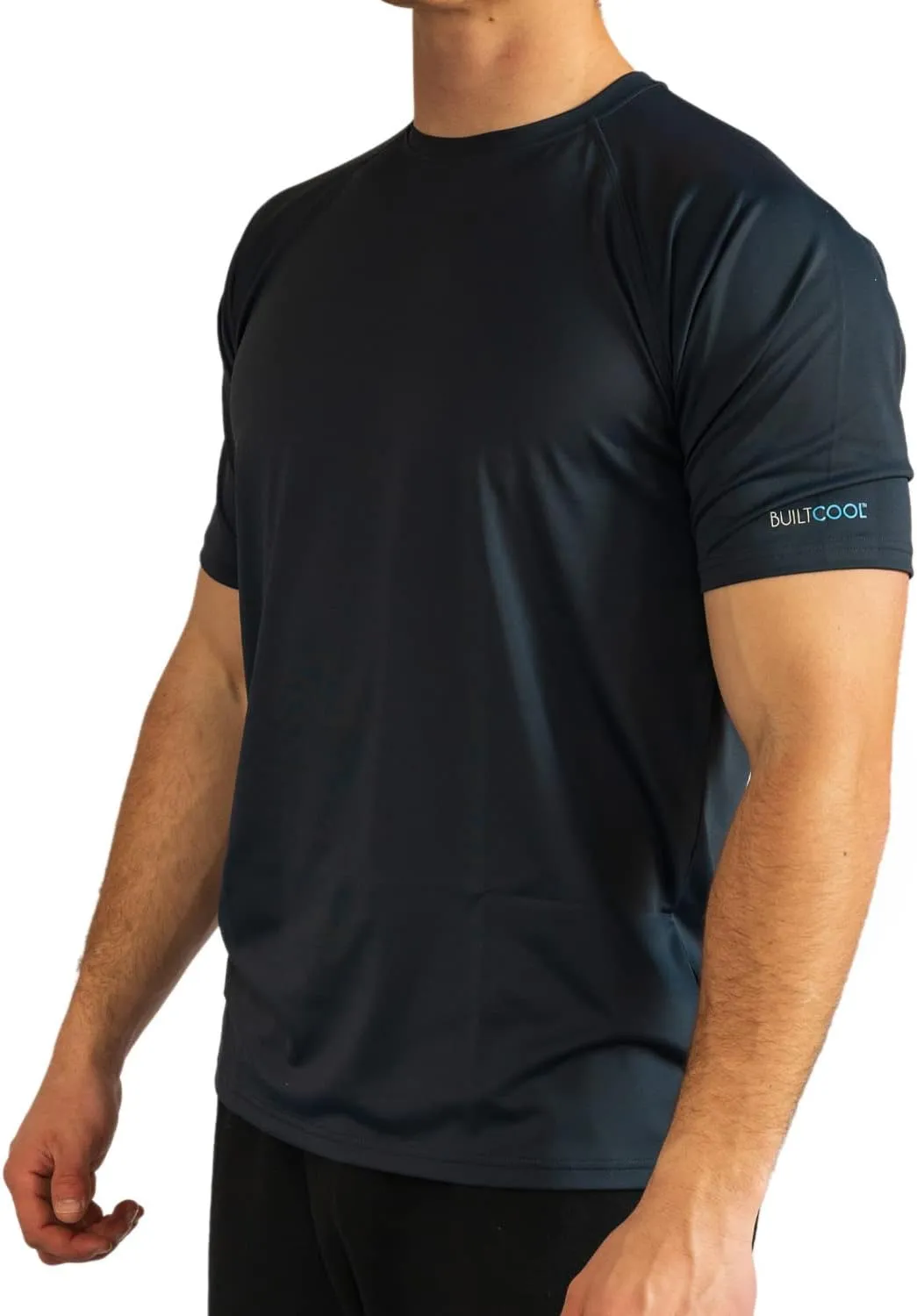 BUILTCOOL Mens Crew Neck Raglan Shirt  Quick Dry Shirts for Men, Instant Cooling Moisture Wicking, UPF 50 Sun Protection