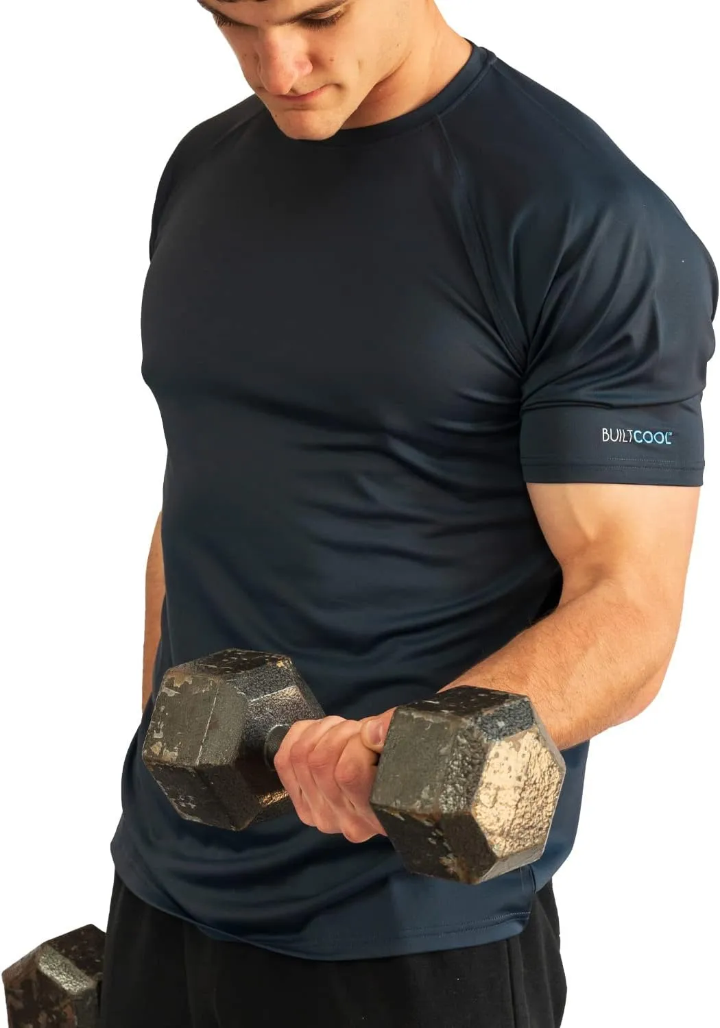 BUILTCOOL Mens Crew Neck Raglan Shirt  Quick Dry Shirts for Men, Instant Cooling Moisture Wicking, UPF 50 Sun Protection