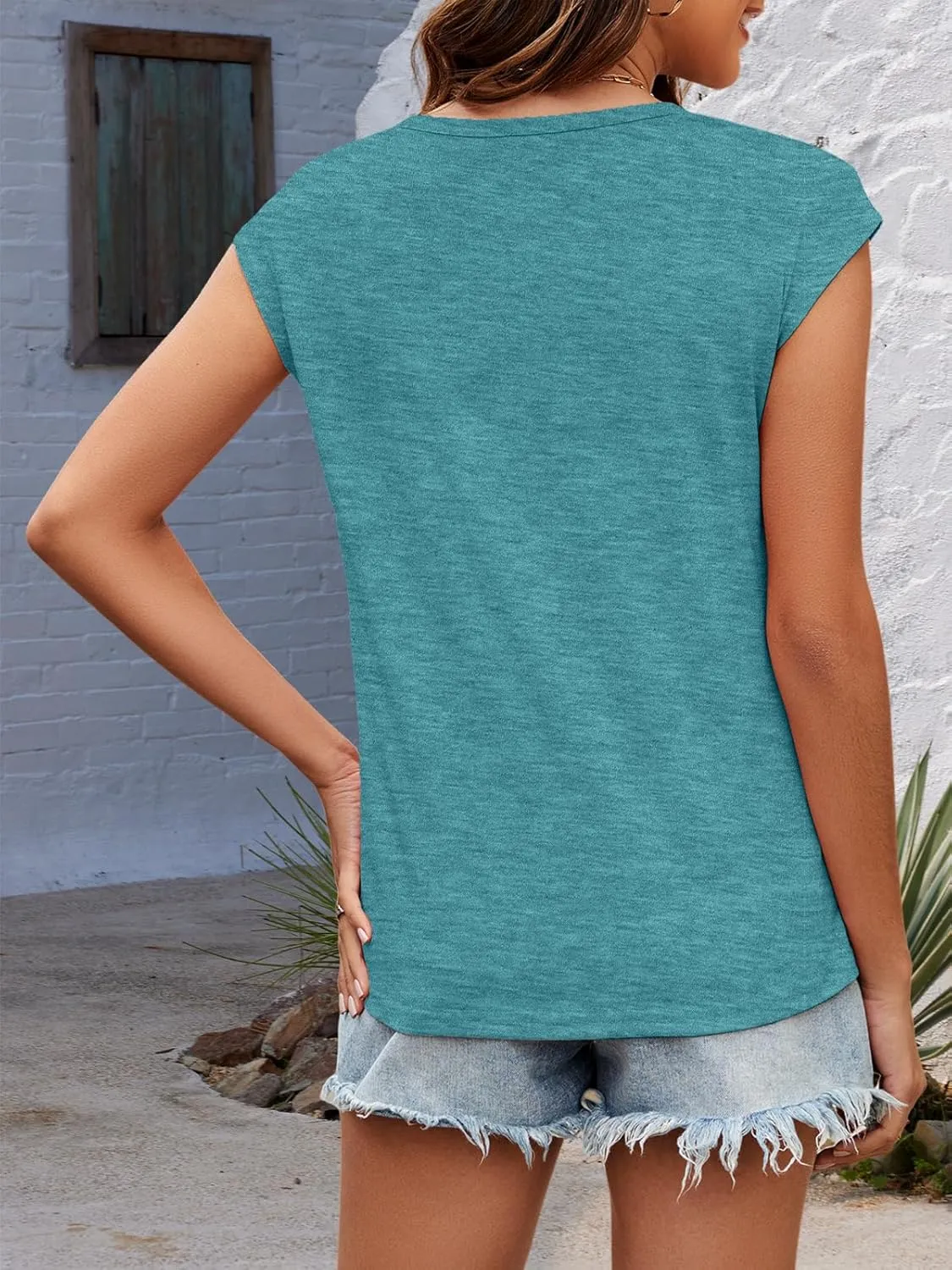 Cap Sleeve Tops for Women 3 Pack V Neck Tee Shirts Summer Casual Tank Tops 2025