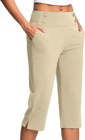 Capri Pants for Women Stretch High Waisted Crop Office Work Pants Summer Casual Capris Slacks Yoga Dress Pant