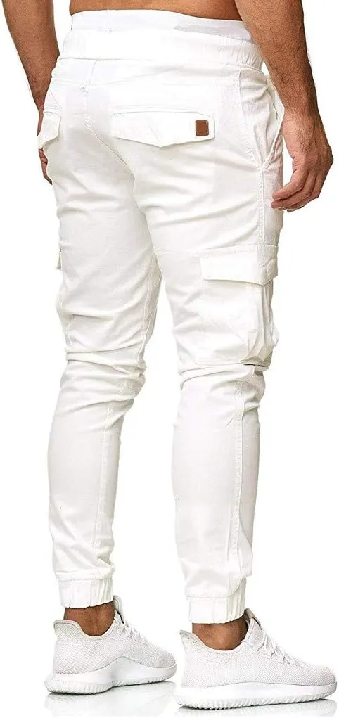 Cargo Pants for Men Big and Tall Pants Elastic Waist Trousers Mens Business Casual Pants Work Sports Cargo Pants Thin