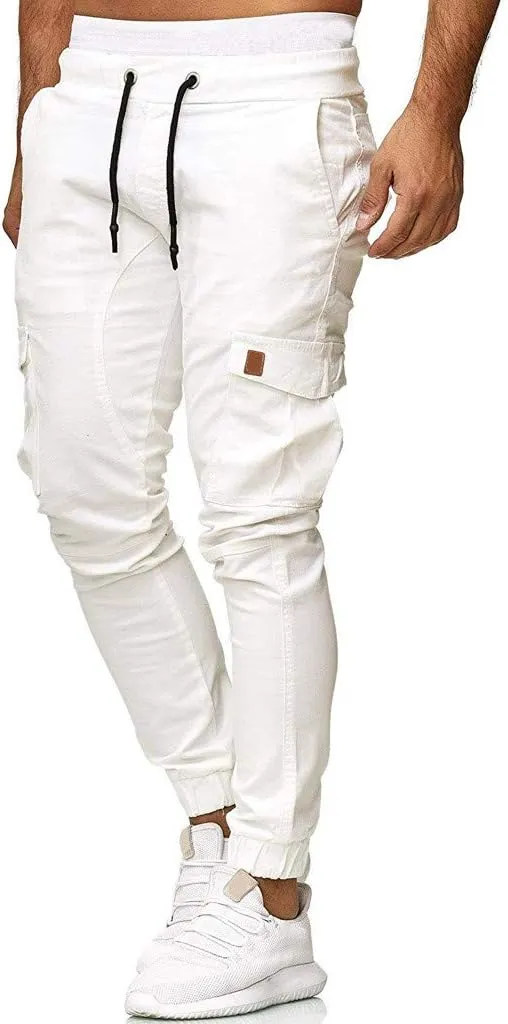 Cargo Pants for Men Big and Tall Pants Elastic Waist Trousers Mens Business Casual Pants Work Sports Cargo Pants Thin