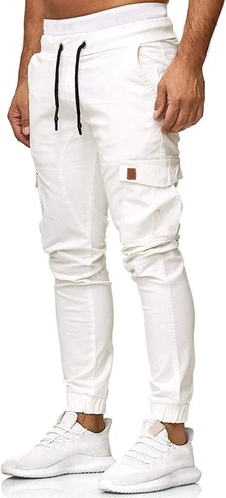 Cargo Pants for Men Big and Tall Pants Elastic Waist Trousers Mens Business Casual Pants Work Sports Cargo Pants Thin
