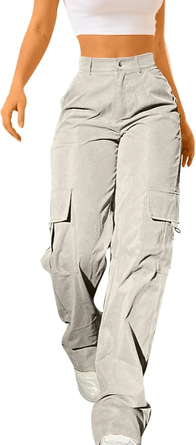 Cargo Pants for Women High Waisted Casual Pants Work Pants Baggy Stretchy Wide Leg Y2K Streetwear with Pockets
