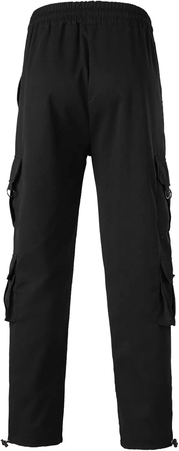 Cargo Sweatpants for Men Elastic Waist Drawstring Work Jogger Pants with Pockets Mens Casual Pants Stretch Slim Fit