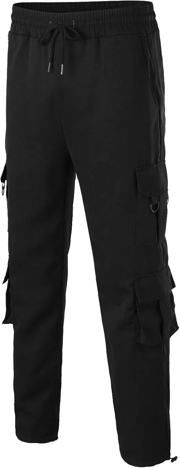 Cargo Sweatpants for Men Elastic Waist Drawstring Work Jogger Pants with Pockets Mens Casual Pants Stretch Slim Fit