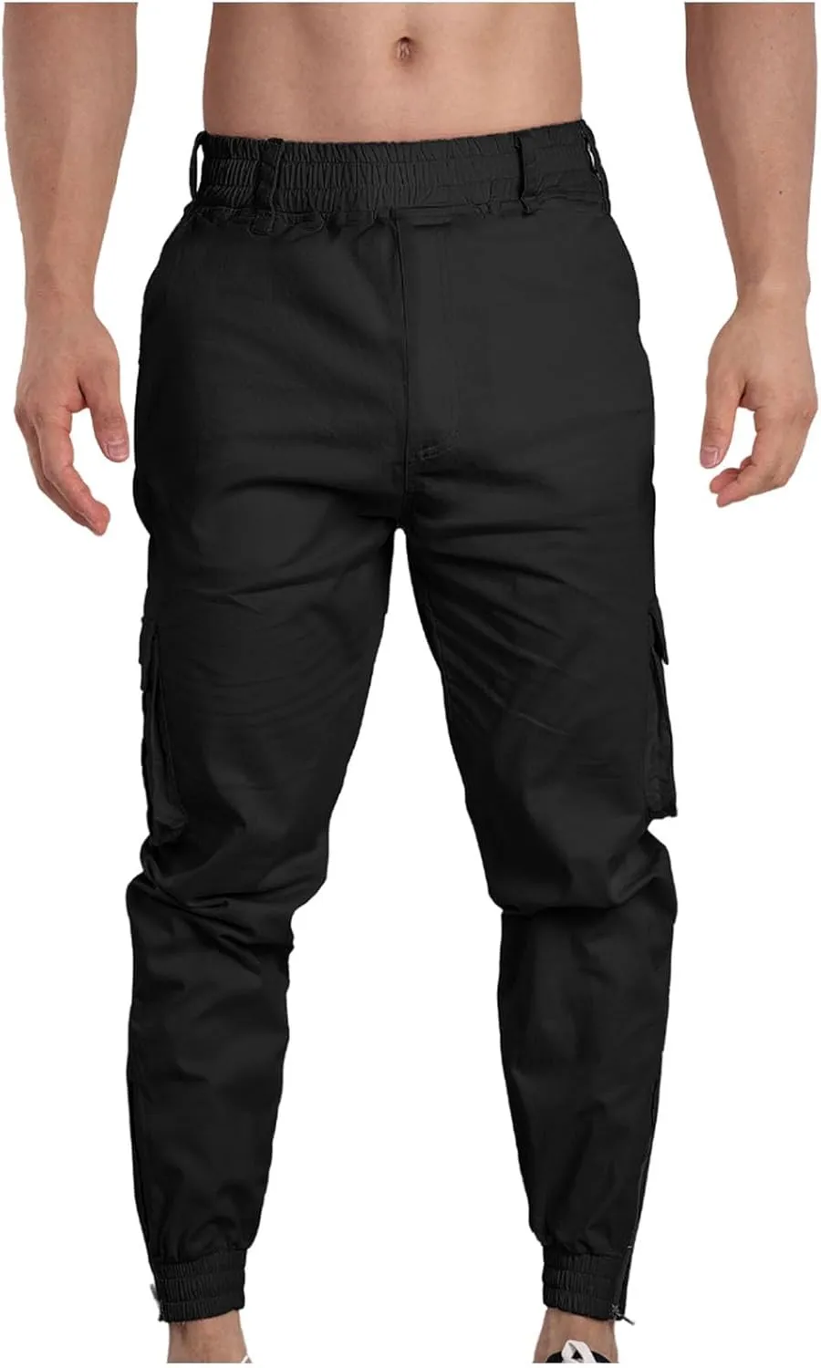 Casual Sport Pants Mens Hiking Tactical Pants Belted Foot Cargo Pants Solid Color Cotton Pants Zip Off Cargo Pants