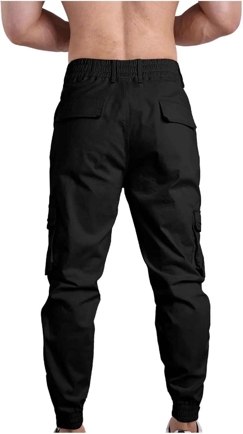 Casual Sport Pants Mens Hiking Tactical Pants Belted Foot Cargo Pants Solid Color Cotton Pants Zip Off Cargo Pants