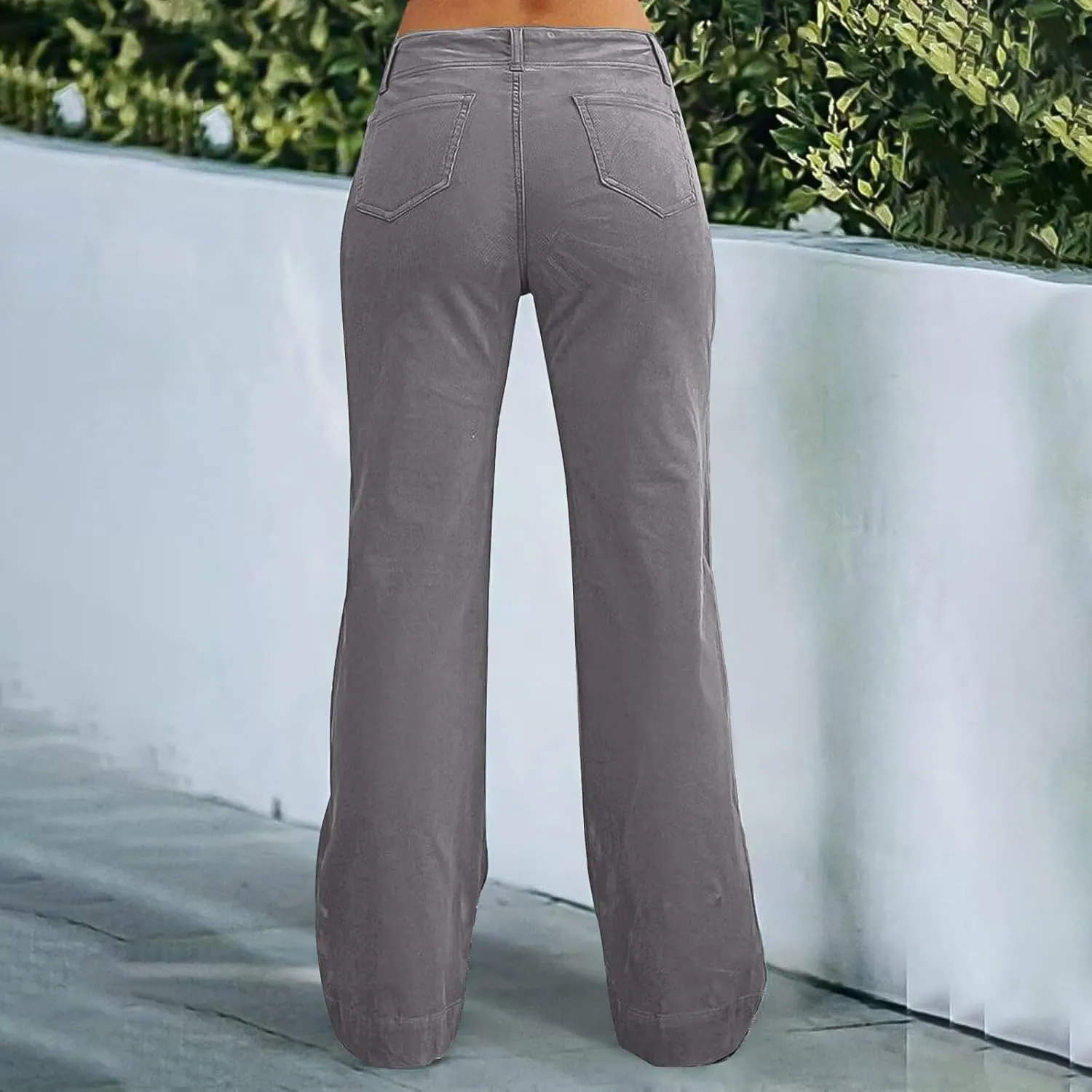 Causal Wide Leg Pants for Women Y2K Stretch Twill High Waisted Chino Pants Comfy Slim Fit Dress Pants with Pockets